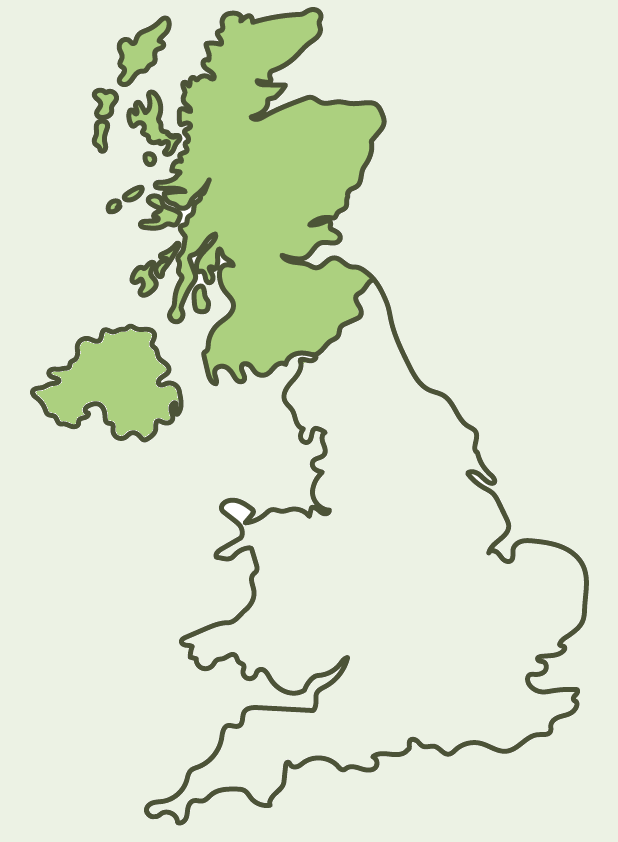Outlined map of the United Kingdom 
