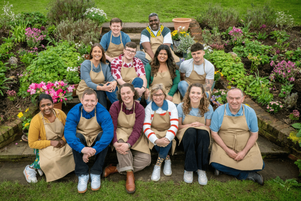 The GBBO 2023 contestants, with Tasha in the front row, second from the right. Copyright: Love Productions / Channel 4 / Mark Bourdillon