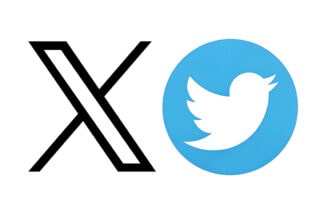 Icons for social media platforms, X and Twitter.