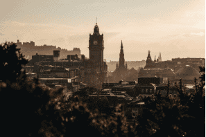 Edinburgh city scape in early dawn light